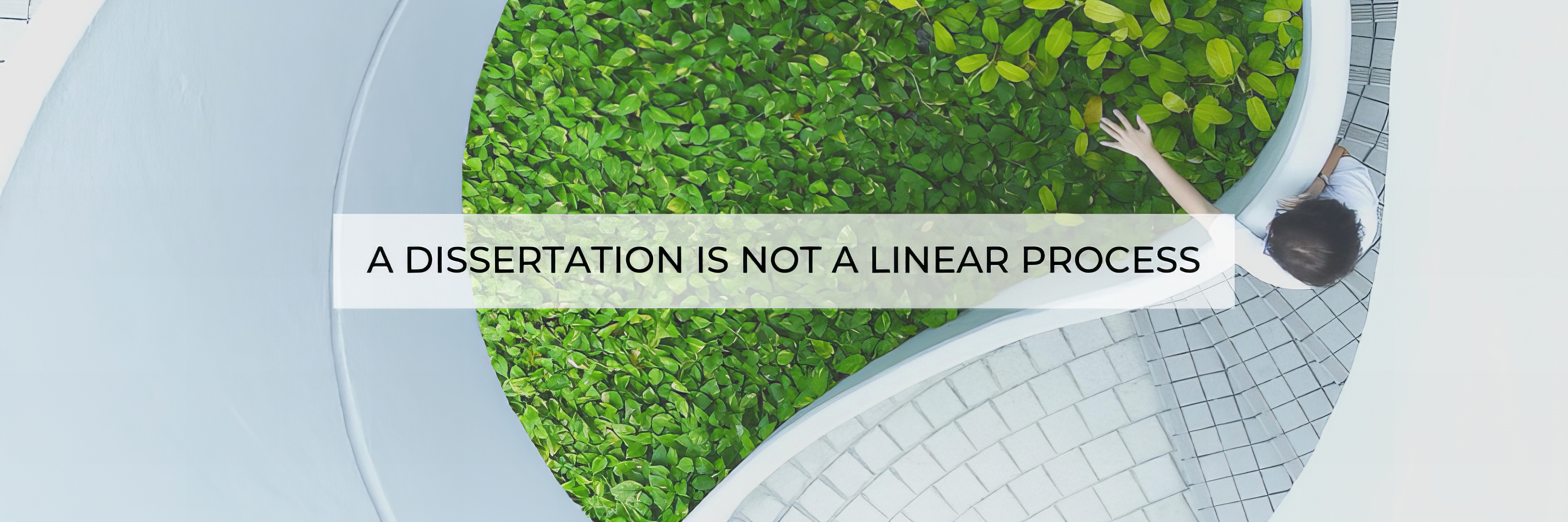 the line: dissertation is not a linear process, on a green background. 